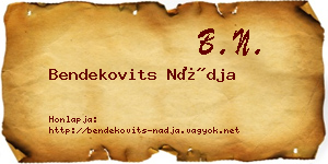 Bendekovits Nádja névjegykártya